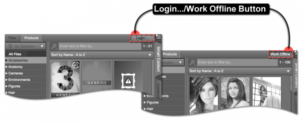 Login/Work Offline Button